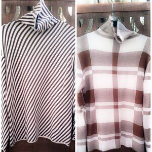 Brown & Tan Turtleneck Sweaters (Striped & Blocked)Combo